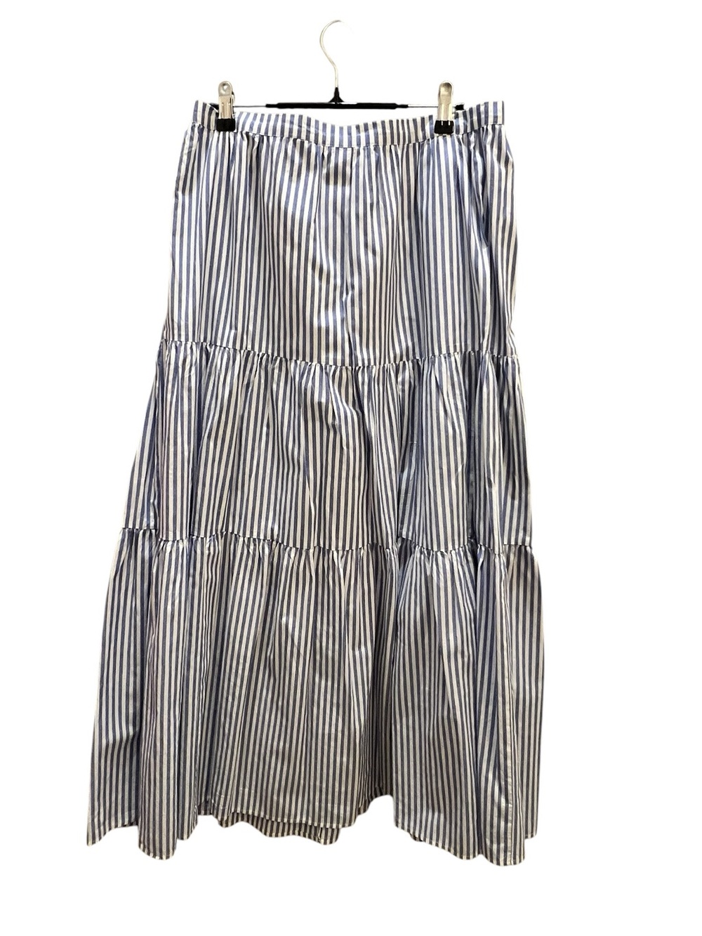 Banana Republic Blue and White Striped Tiered Maxi Skirt